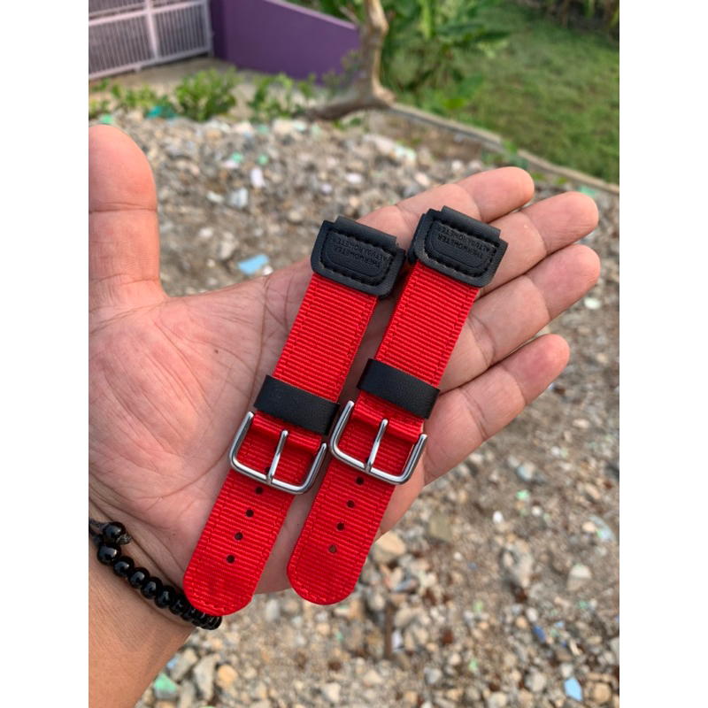 Strap tali jam tangan kanvas casio Gshock nylon Aftermarket Merah