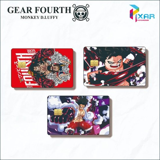 

STICKER PELINDUNG KARTU SKIN CARD ATM SIM KTP E-MONEY STIKER MOTIF ANIME ONE PIECE GEAR FOURTH SUDAH DILAPISI ANTI GORES
