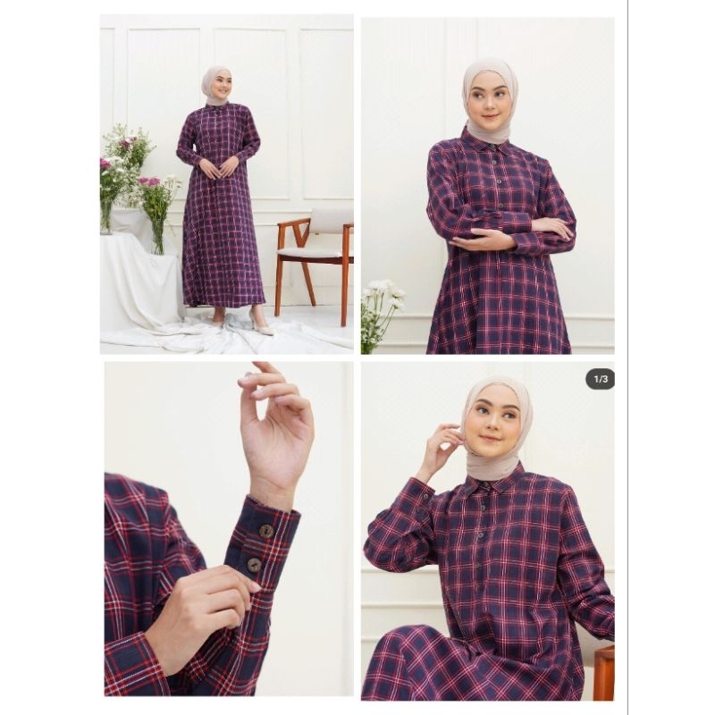 Gamis ANAS motif kotak kotak Flanel