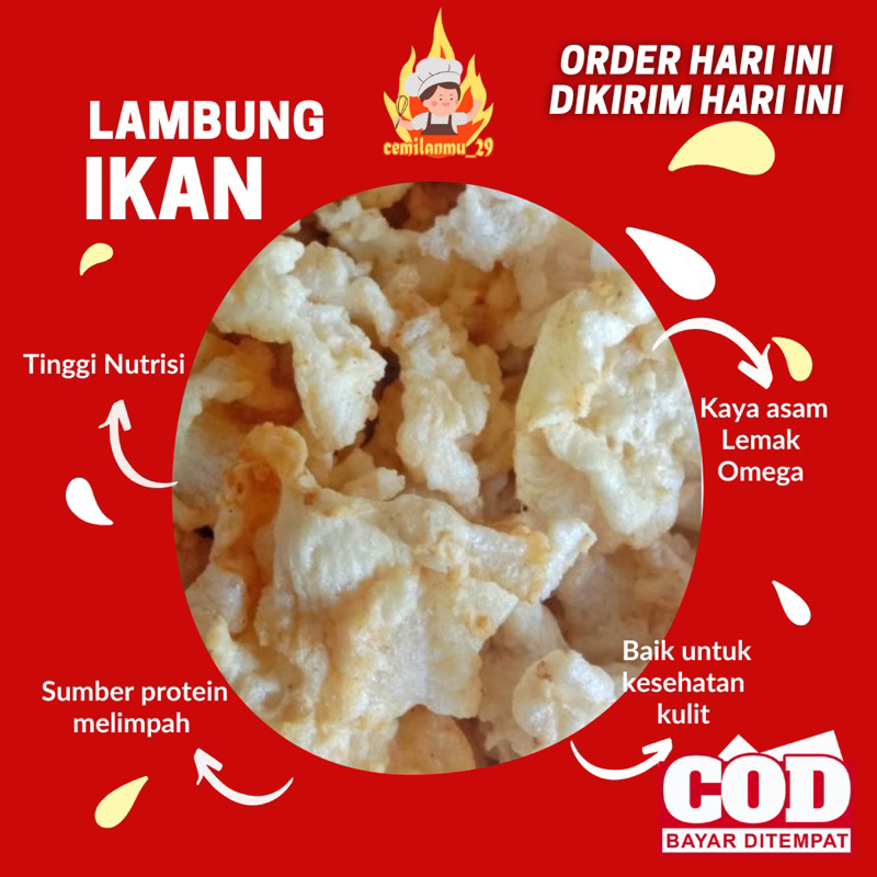 

PROMO LAMBUNG IKAN Khas cemilanmu gurih reyah