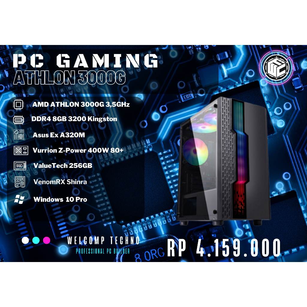 Komputer PC Gaming Athlon 3000G / 8GB / 256GB Sata / Venomrx Shinra