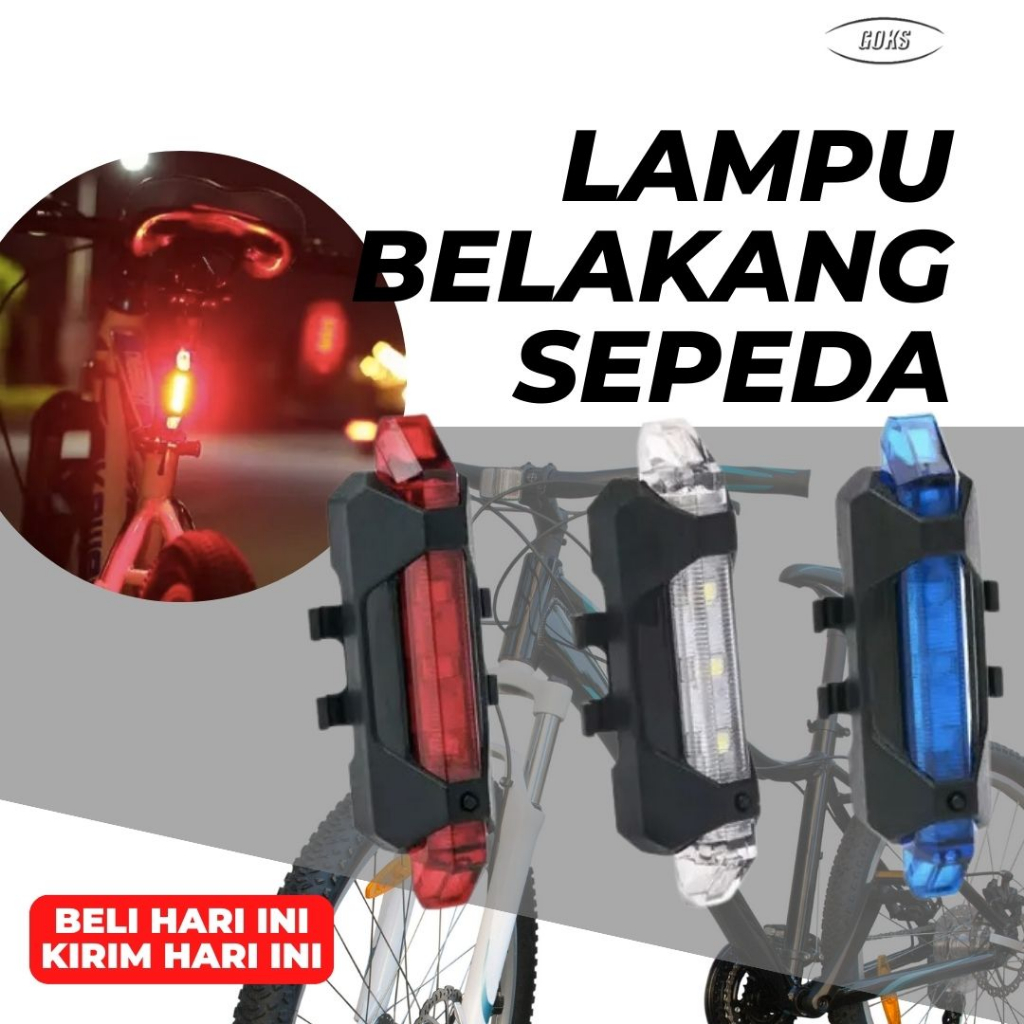 Lampu Belakang Sepeda LED USB Isi Ulang Charge Bicycle Charger Kelap Kelip Depan Ontel Anak Murah Ca