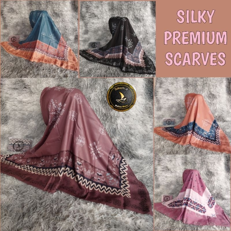 Hijab segi empat premium ori motif terbaru mewah scarves silky model desain terbaru sekelas journey