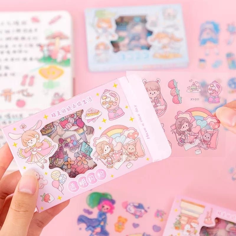 

KIYOWO 1 BOX STICKER WATERPROOF CUTE KAWAII FOR SCRAPBOOK DIY