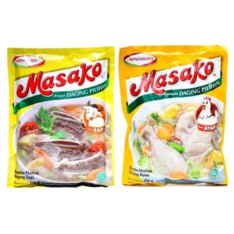 

Masako kaldu ayam dan sapi 8,5 gram 1 renceng 12 pcs