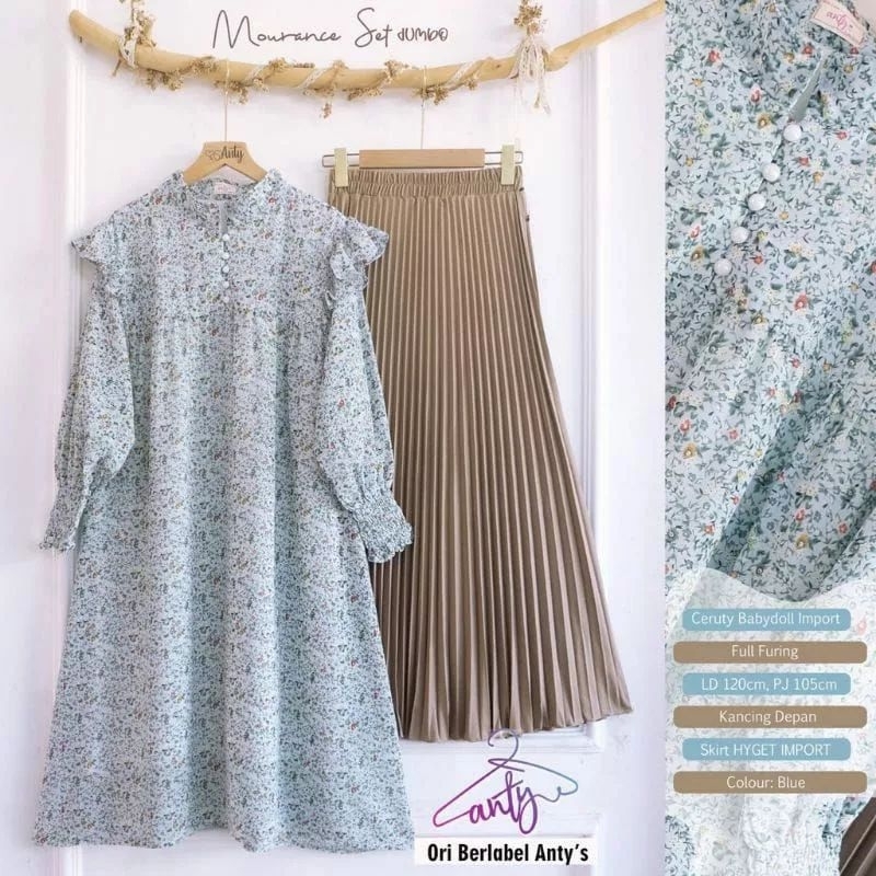 MUMU - MOURANCE SET Best Seller Setelan Rok Tunik Ceruty Furing by Mumu Fashion Solo