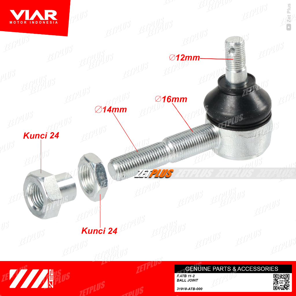 BALL JOINT ARM ATV VIAR (2 drat) /tierod sayap Razor/tie rod buggy/gokart/custom universal/zetplus