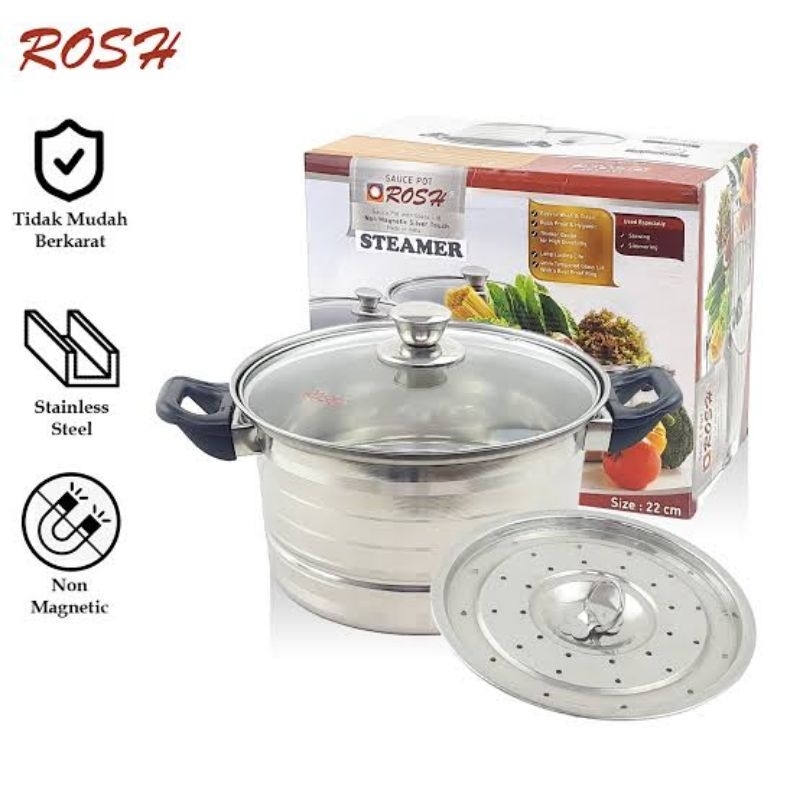Rosh Panci kukus Stainless Panci multifungsi steamer 28cm