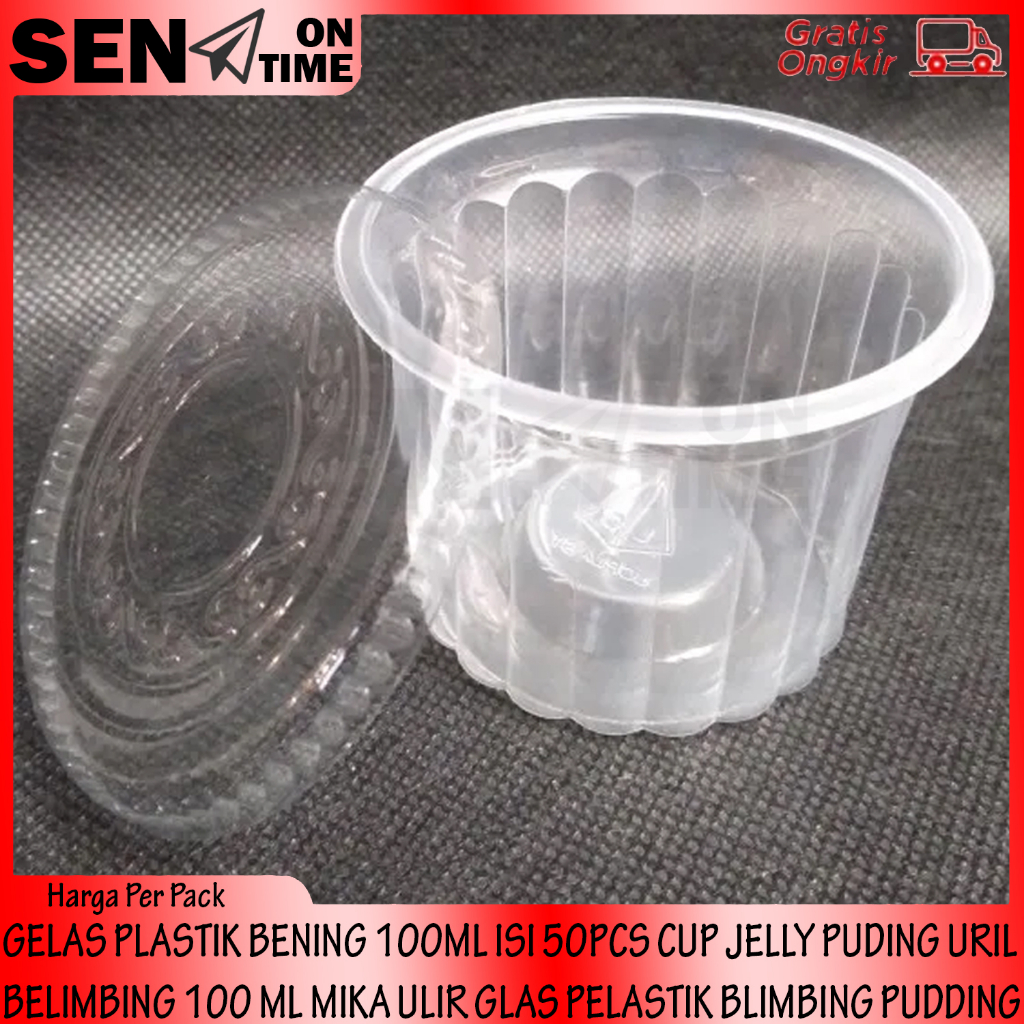 CUP JELLY PUDING BELIMBING 100 ML ISI 50PCS GELAS PLASTIK BENING 100ML KAP KUP CAP TUTUP BENING TRAN