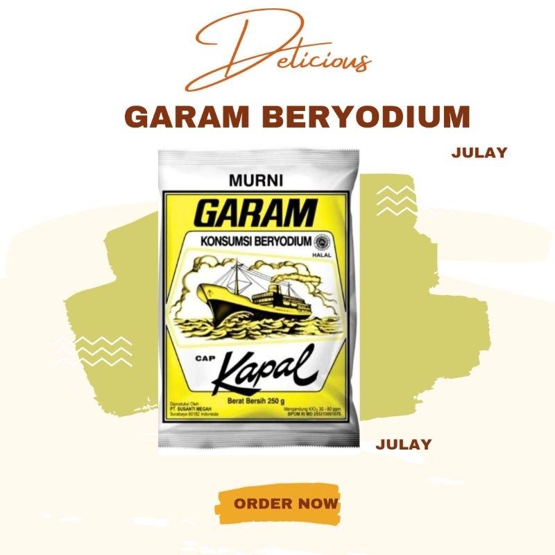 

julay.id garam cap kapal asli konsumsi 250 gram garam halus beryodium garam dapur