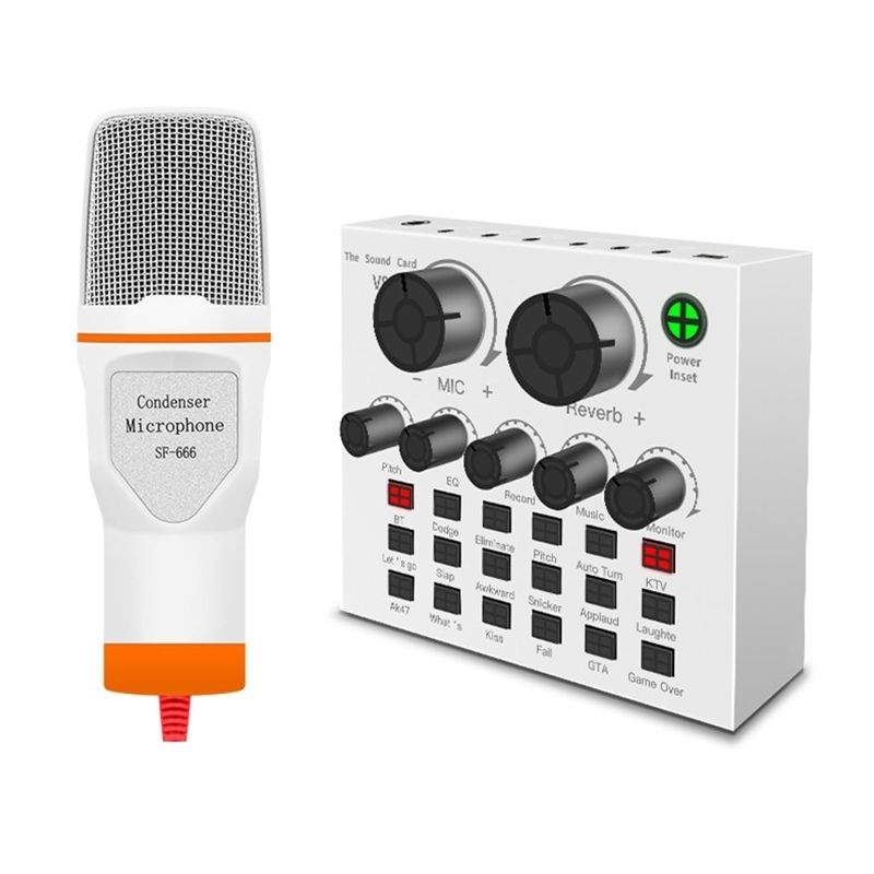 Paket V8 PRO dengan Mikrofon SF-666 Sound card live V8 Pro V8s V8 bluetooth