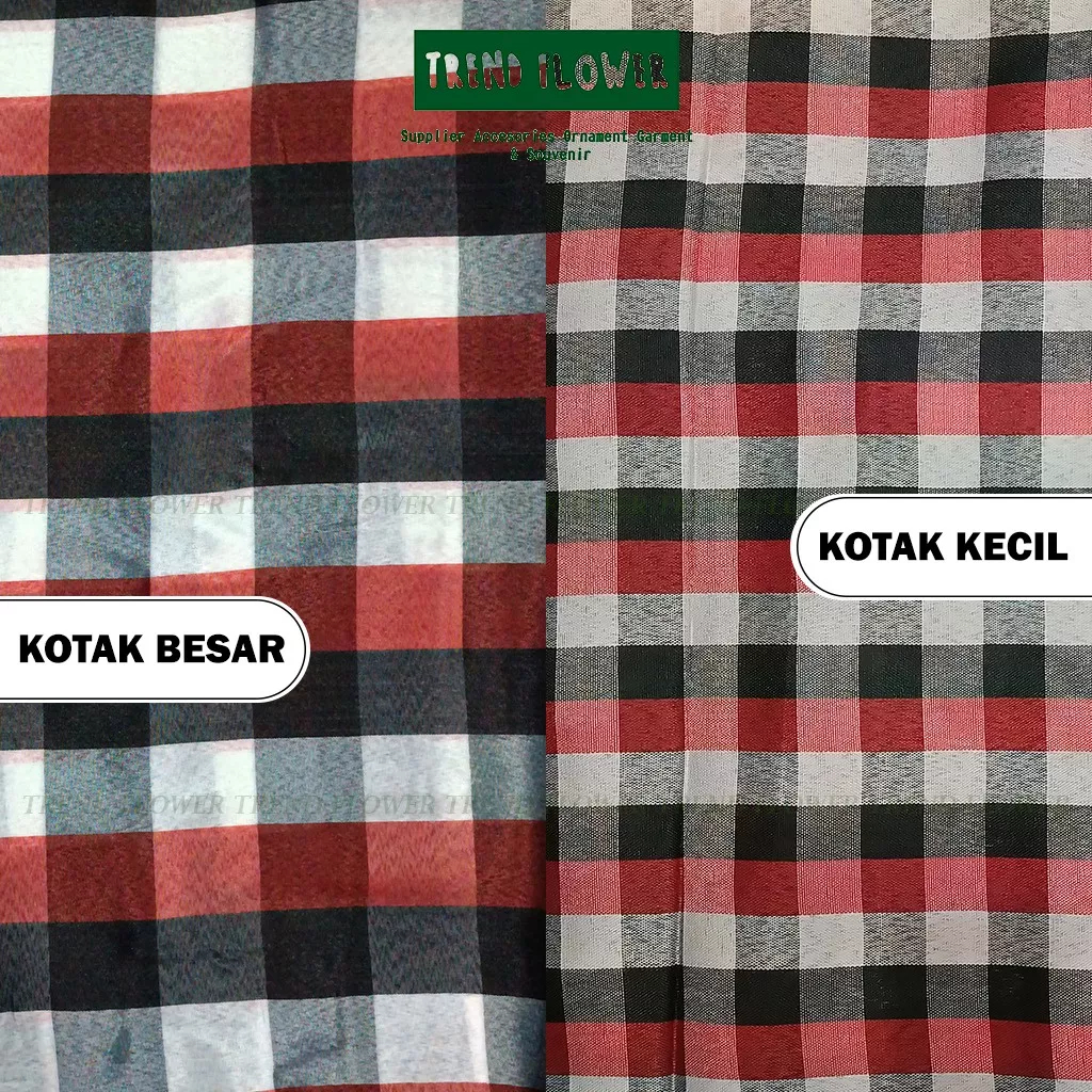 KAIN BALI KOTAK MERAH[GROSIR PER ROL] HITAM PUTIH TRIDATU KAIN BALI