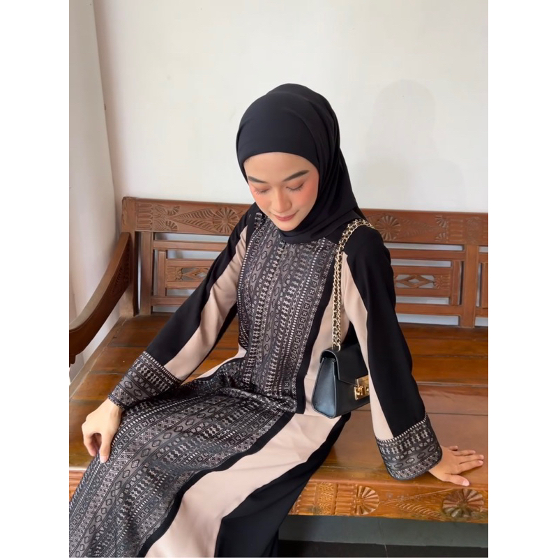 Salika premium abaya - bahan najwa premium mix lace halus 4season hijab
