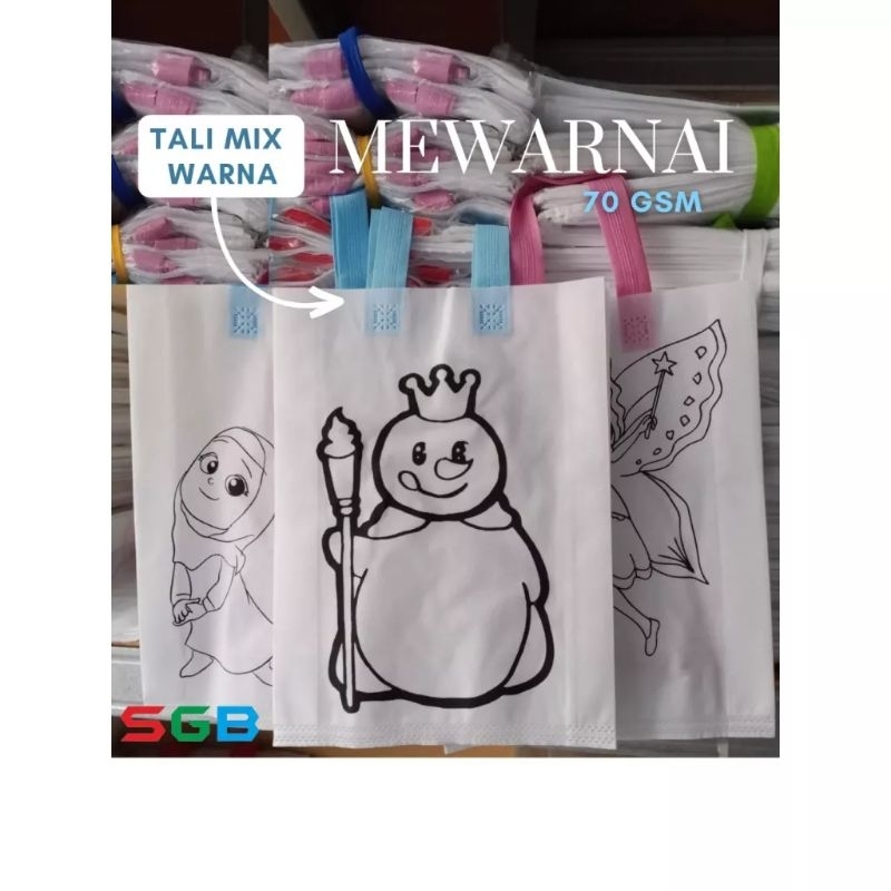 

Tas spundbond mewarnai,godiebag mewarnai