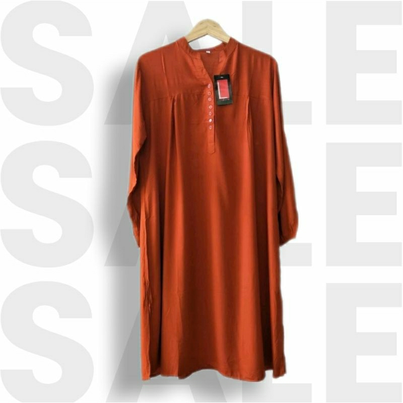 TUNIK KATUN RAYON JUMBO MERAH BATA