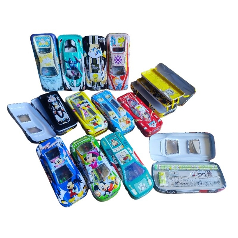 

Kotak/tempat/tepak pensil mobil kaleng karakter susun 3/2in1/pensil set BR