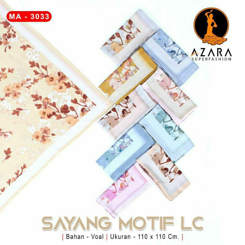 jilbab segi empat sayang olive motif LC laser cut azara superfashion
