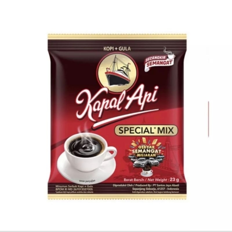 

Kopi Kapal Api Special Mix Instant Coffee Sachet 23g ( 1 renteng isi 10 sachet )