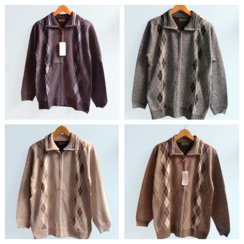 Sweater Rajut Kerah Pria / Sweater Resleting Import Pria