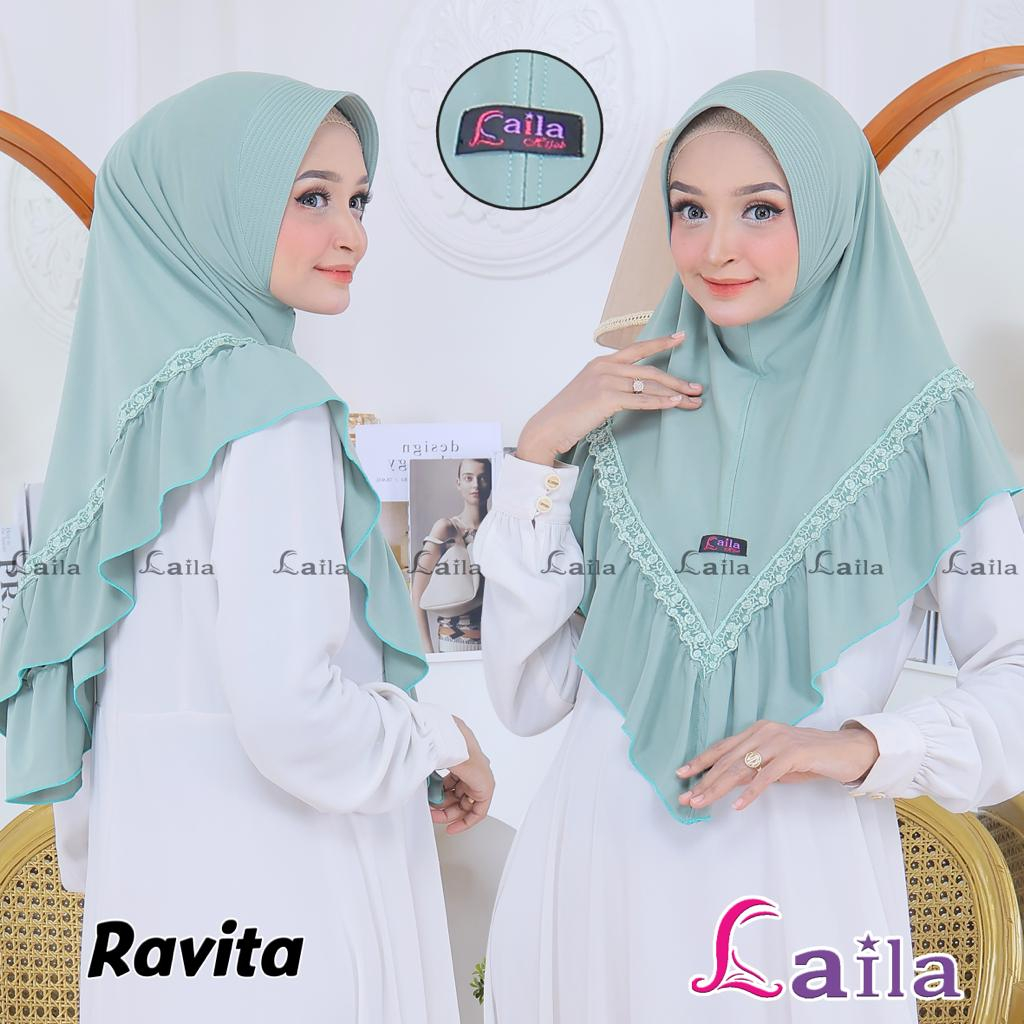 Hijab Bergo Jersey Renda Ravita - Daily Hijab Instant