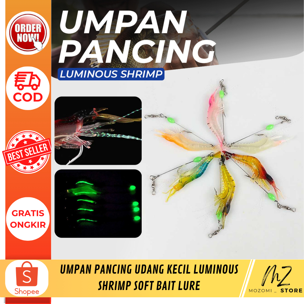 Umpan Pancing Udang Kecil Luminous Shrimp Soft Bait Lure - Mix / Alat memancing / Aksesoris memancin