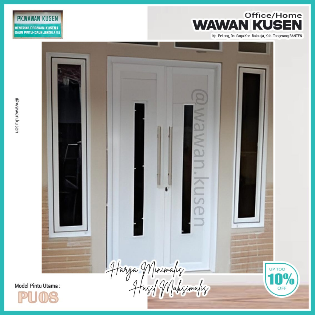 PINTU UTAMA KAYU MAHONI SOLID PREMIUM PINTU DEPAN KUSEN PINTU DAUN PINTU  / Model PU08