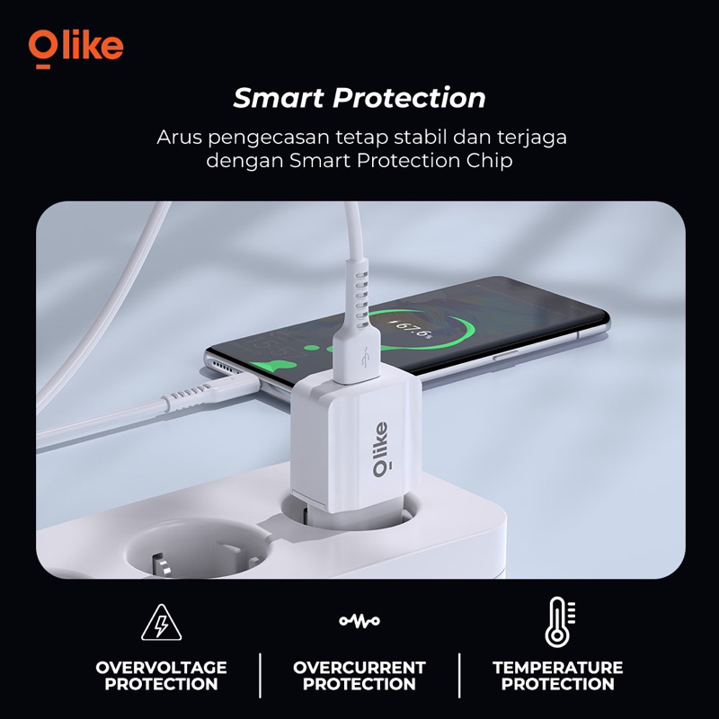 OLIKE MC01 ( 15 PCS ) ADAPTOR KEPALA CHARGER 1.2A SMART PROTECTION - GARANSI 1 TAHUN