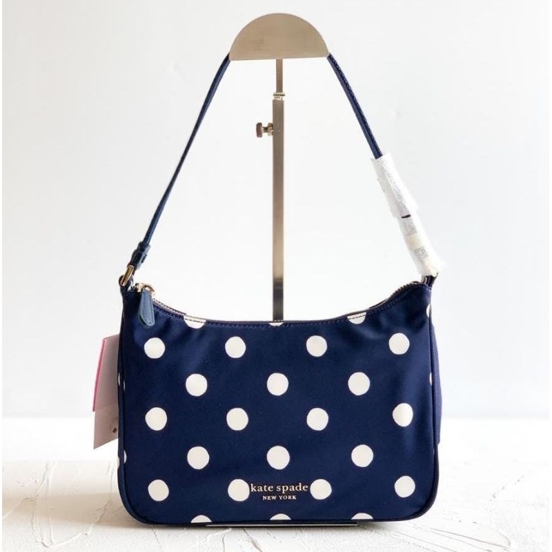 Kate Spade sam shoulder bag navy polkadot