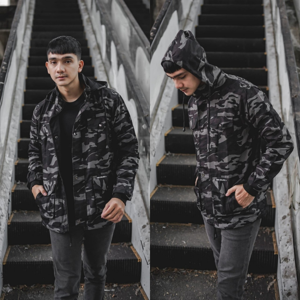 JAKET PRIA PARKA CANVAS LORENG -JAKET CASUAL CAMO PREMIUM - JACKET ARMY PRIA