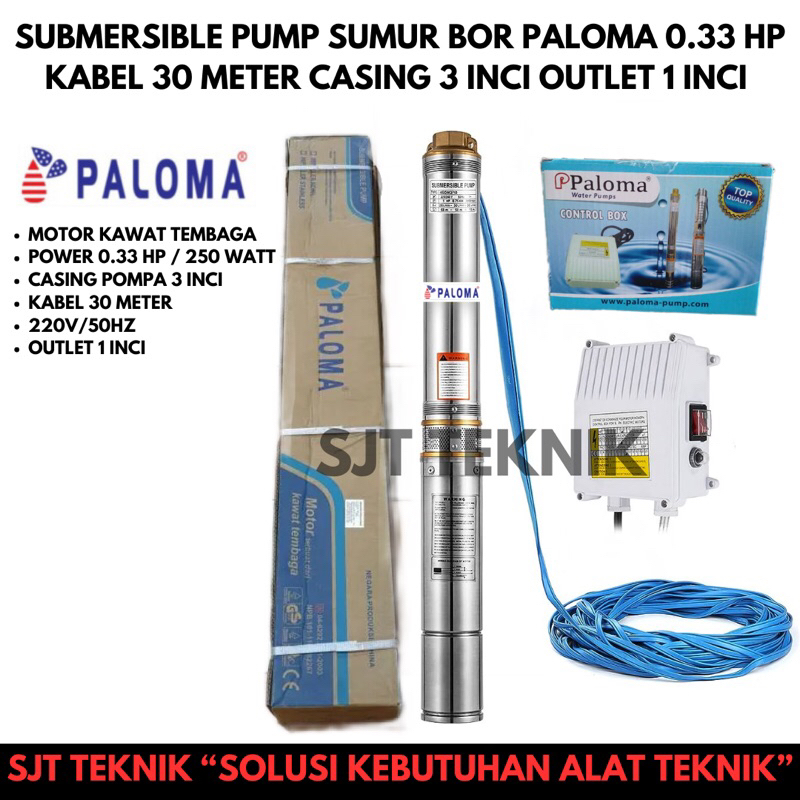 Submersible pump paloma 0.33hp kabel 30 meter 3 inci pompa air reda paloma 0.33hp kabel 30 meter cas