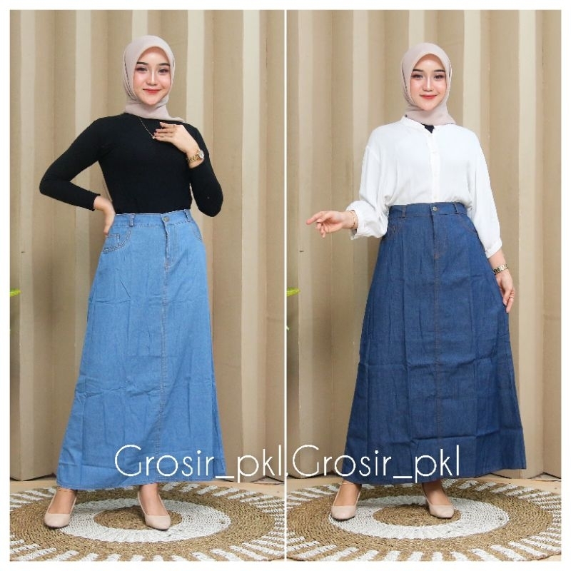 Rok Span Skirt Jumbo Jeans // Rok Jeans Panjang Jumbo