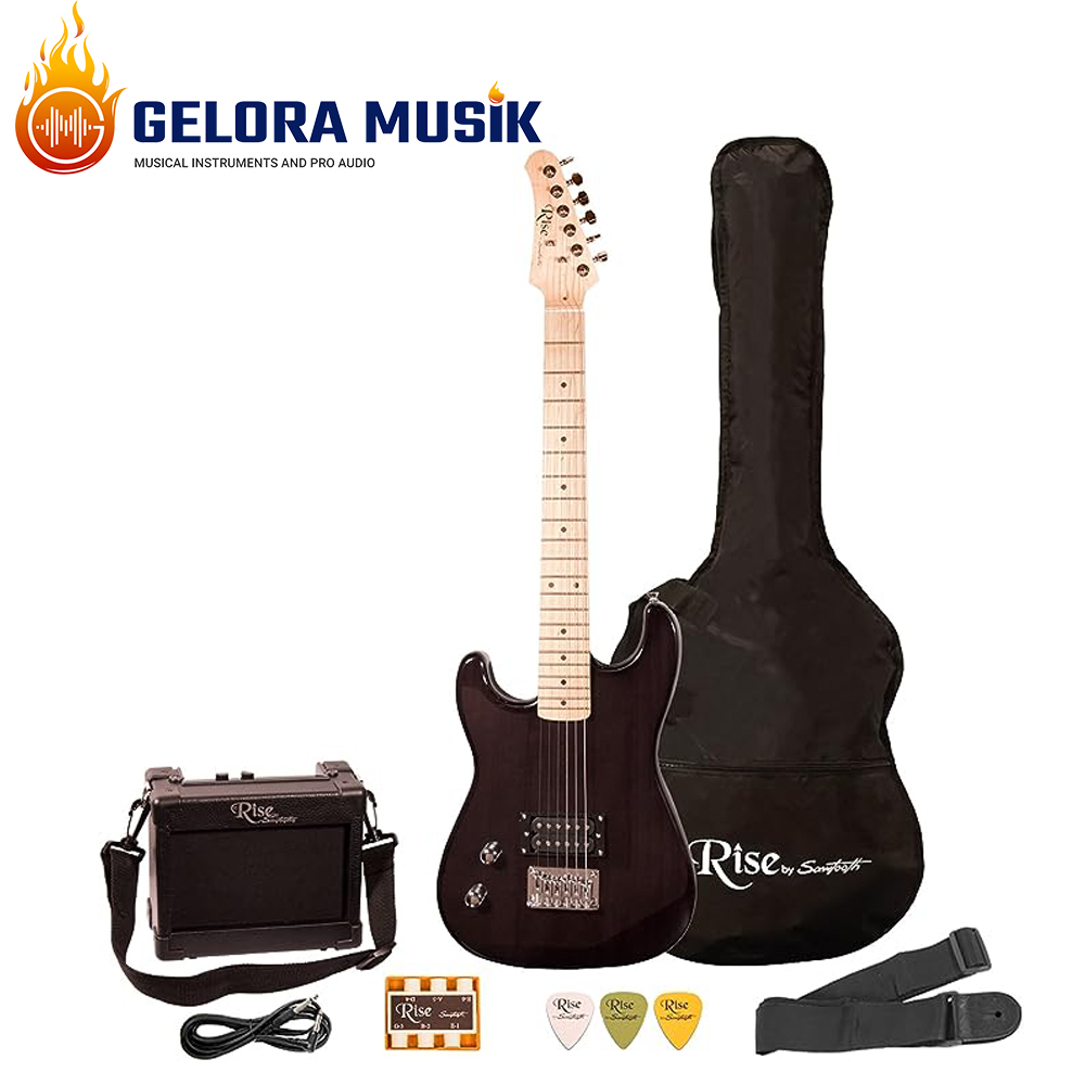 Gitar Elektrik Rise By Sawtooth,Left Handed Transparent Black