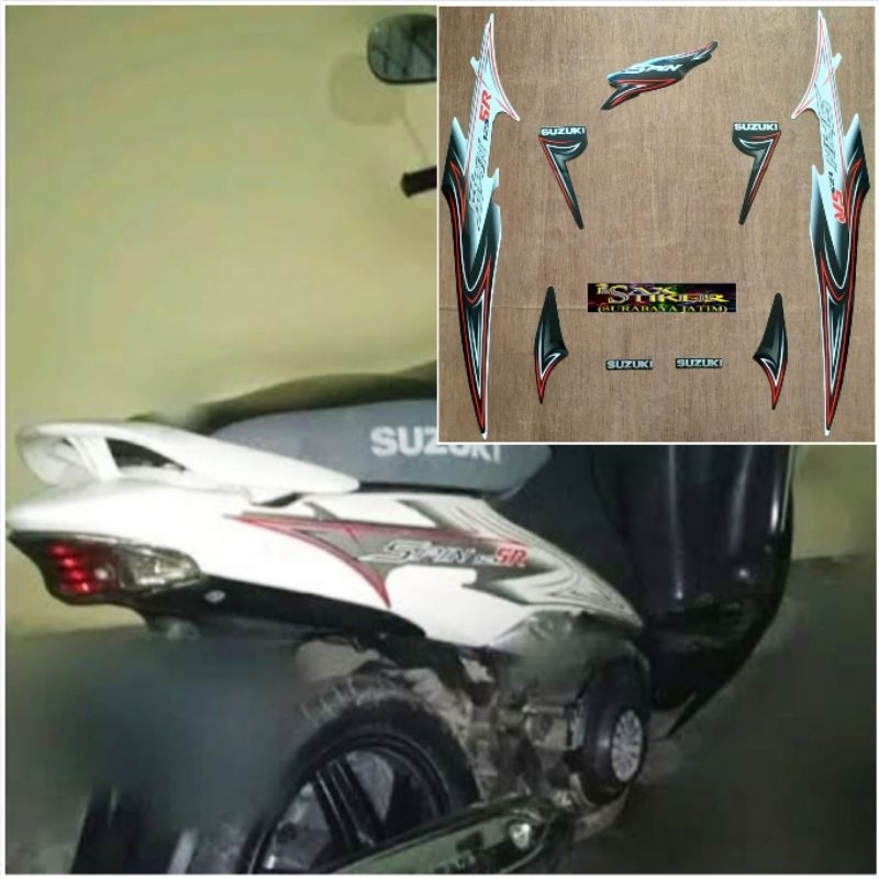 Striping Original Suzuki Spin 125 SR hitam putih tahun 2008 2009