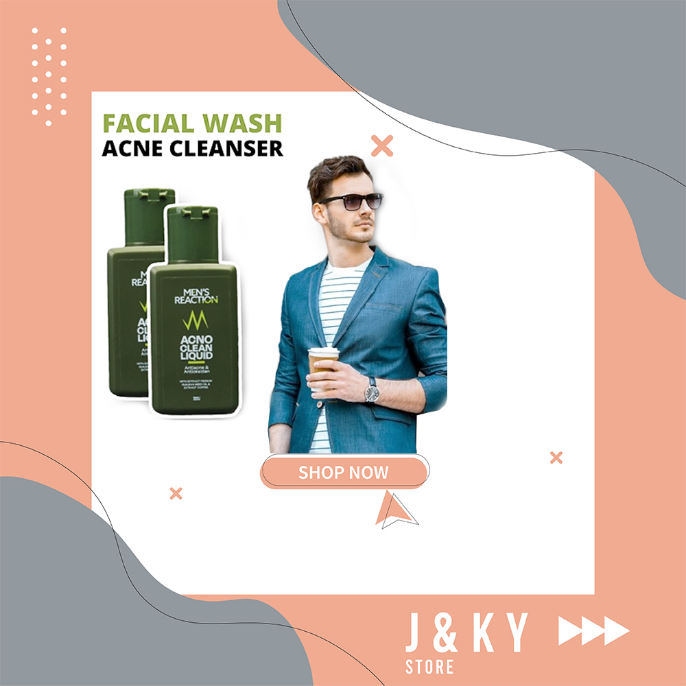 SABUN CAIR PENGHILANG JERAWAT DAN BEKAS JERAWAT BRUNTUSAN AMPUH MENS REACTION ACNO CLEAN OUT LIQUID 