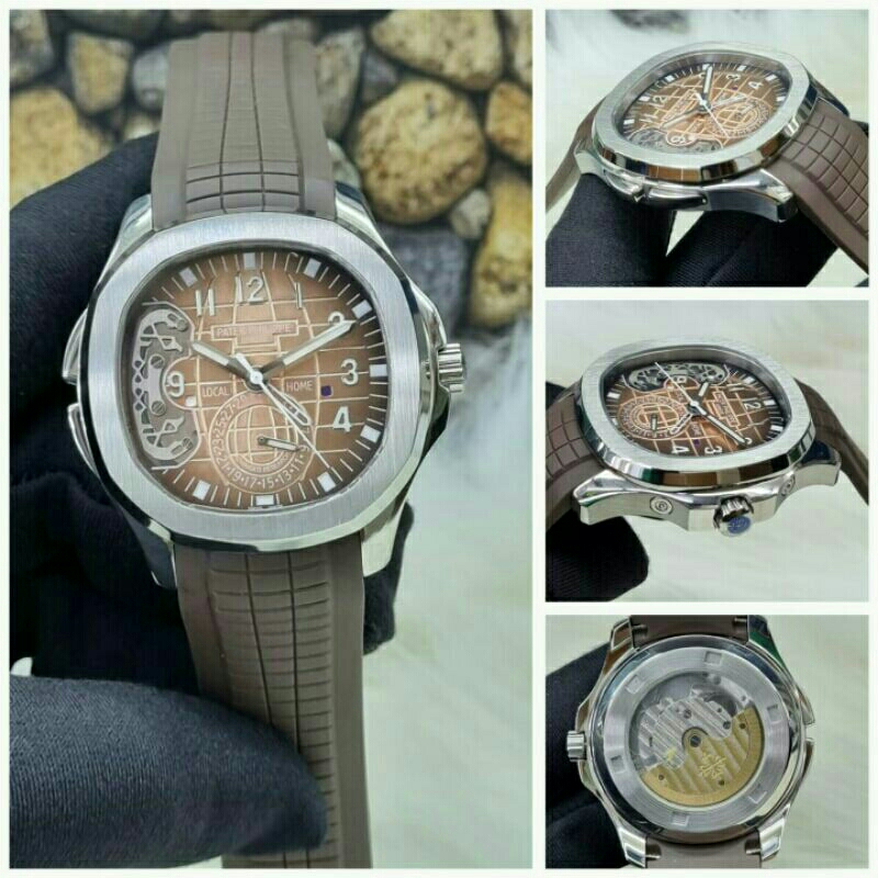 JAM TANGAN PRIA PATEK AUTOMATIC STAINLESS BODY STRAP RUBBER KUALITAS ORIGINAL