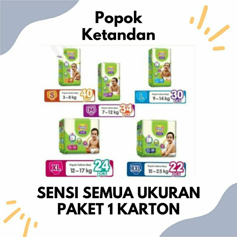 Paket 1 KARTON SENSI Dry Pants Semua Ukuran