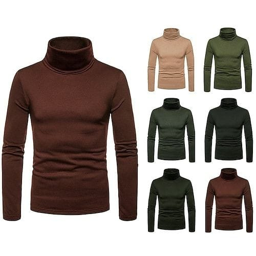 Turtleneck Pria Dewasa Lengan Panjang/Kaos Polos Pria Rib Rajut Lengan Panjang/Baju Pria polos Lenga
