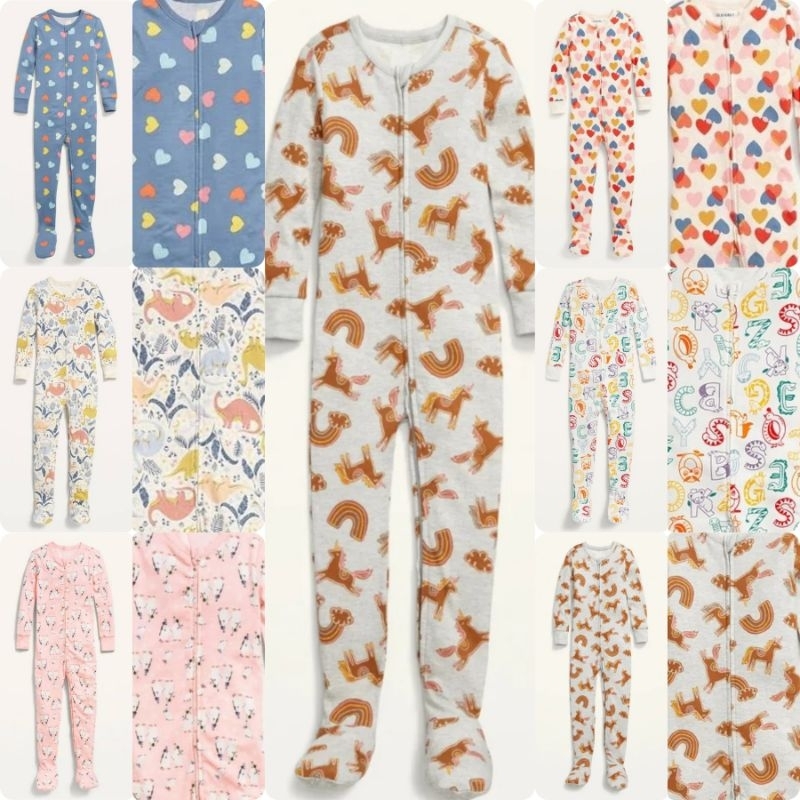 1-6th. RESTOCK Sleepsuit Oldnavy Zipper Unisex Printed Snug-Fit Printed Pajama One Piece Sleepsuit T