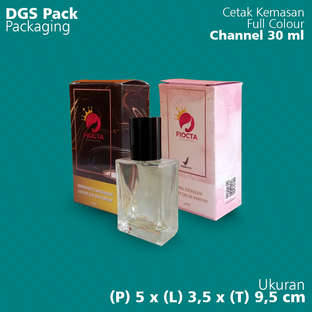 

Box Custom Full colour Channel 30 ml ukuran (P) x (L) x (T) 5 x 3,5 x 9,5 cm / Box Channel 30 ml