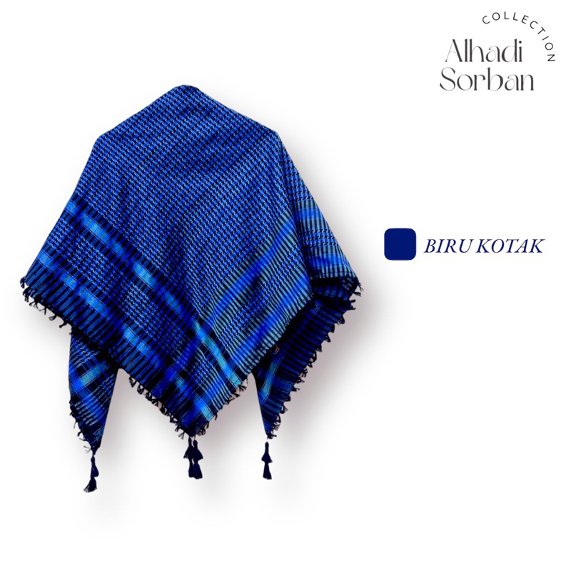 SORBAN ARAB MOTIF KOTAK BIRU TERMURAH
