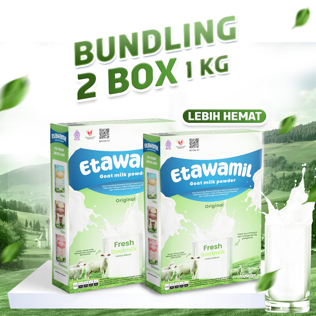 

ETAWAMIL Susu Kambing Etawa Bubuk - Rasa Original Enak Sehat Halal BPOM 1000 gram 1 Kg