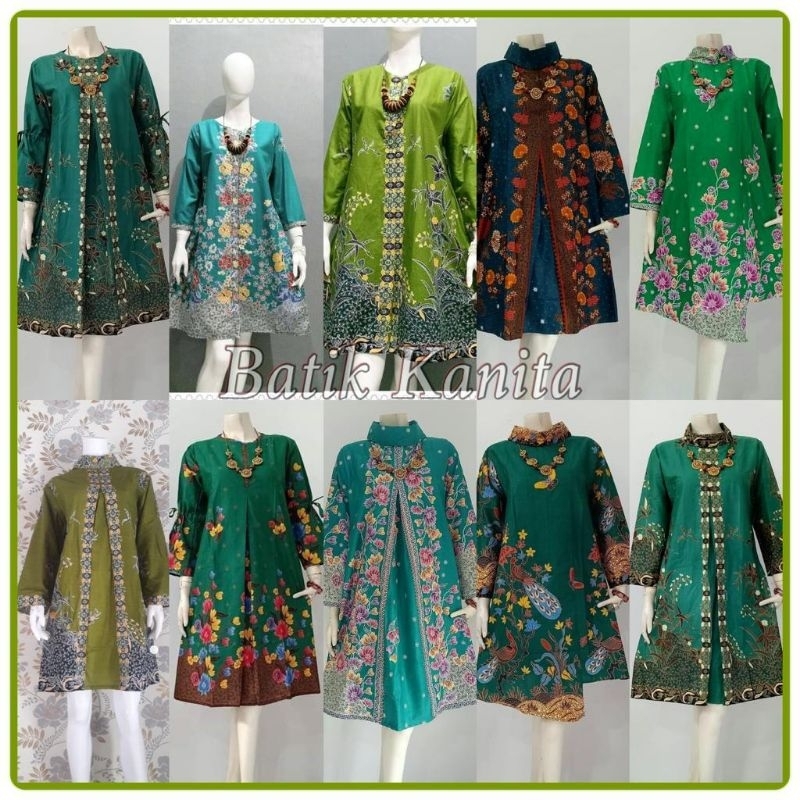 ATASAN BATIK TUNIK WARNA IJO HIJAU / TUNIK BATIK UNGGUL JAYA HIJAU IJO TOSKA STANDAR JUMBO