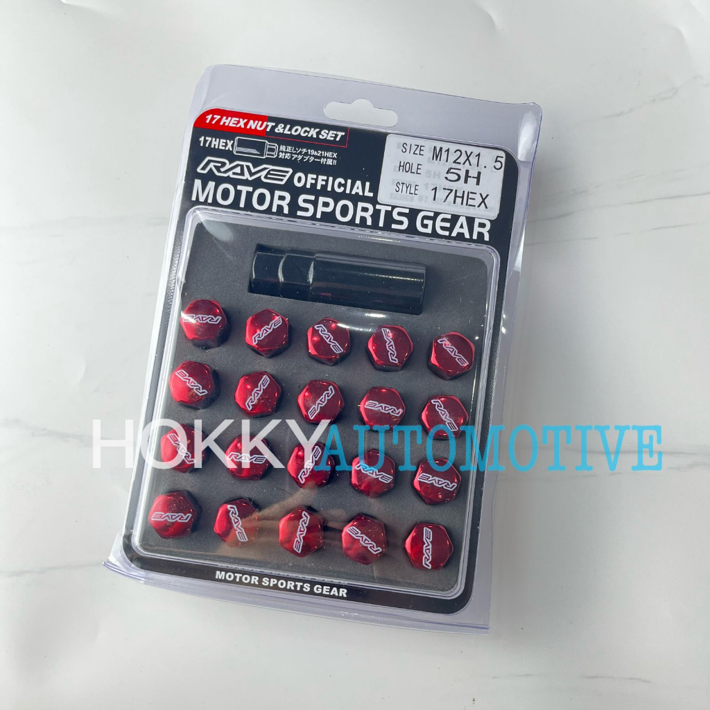 RAVE lug nut mur warna baut roda velg mobil racing merah 1,5mm 20pcs