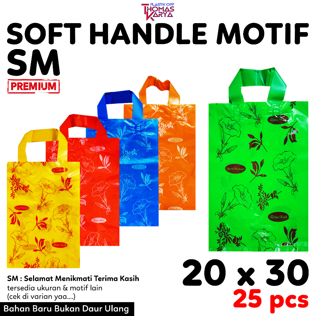 Plastik Soft Handle 20x30 Motif SELAMAT MENIKMATI TERIMA KASIH isi 25 Kantong Hidangan Hajatan
