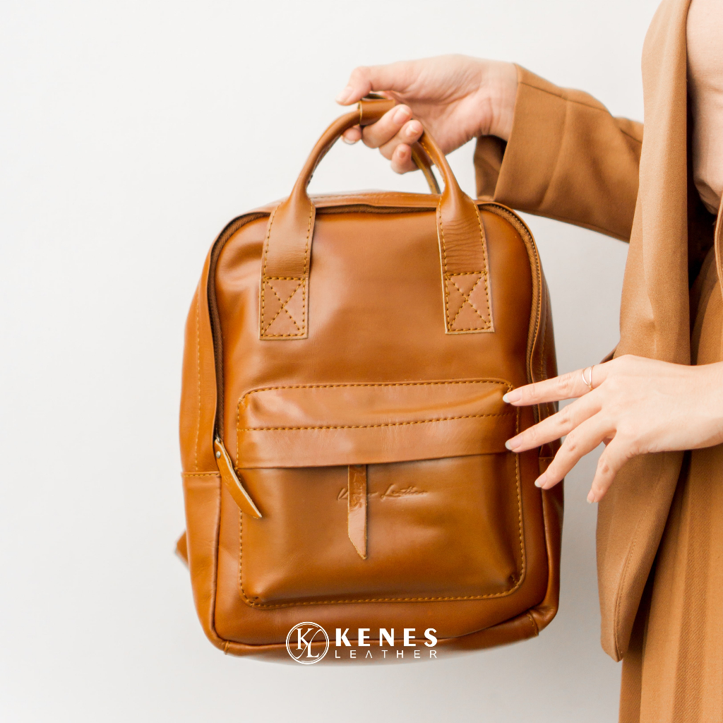 Kenes Leather Tas Ransel Wanita Kulit Asli Backpack Lauren Pullup - Free Grafir Nama