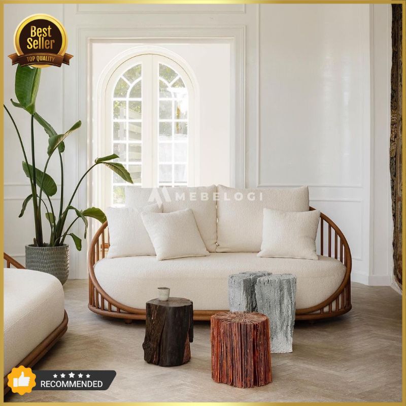 KURSI BULAT SINGLE, DOUBLE SEATER MINIMALIS JATI / KURSI BULAT MODERN