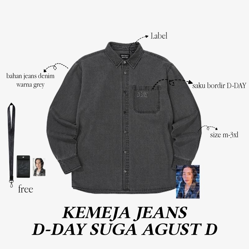 KEMEJA DDAY SUGA AGUST D - DENIM DARK GREY