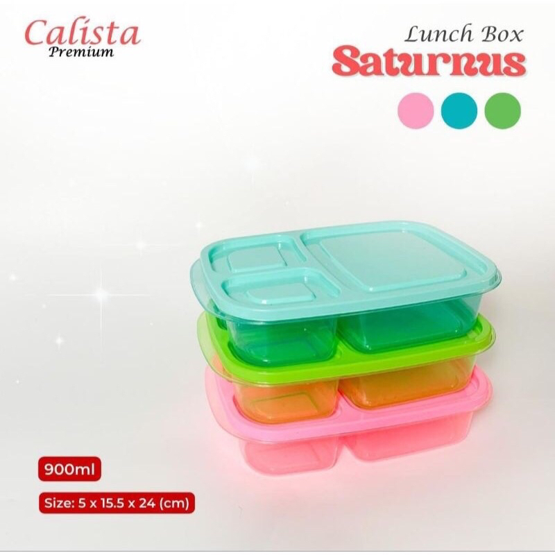 Lunch Box Saturnus Calista / Tepak Makan Anak / Kantoran / Tepak Simpan Makanan Sekat 3 / Box Makan 