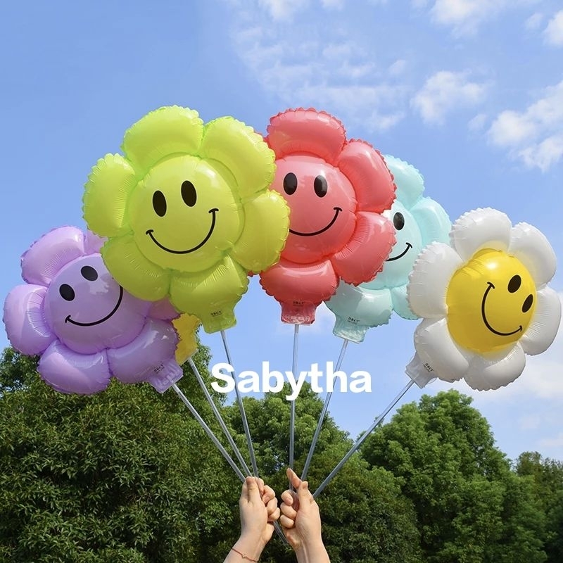 20pc Balon Stik Lampu LED Bunga Matahari Polos Sun Flower