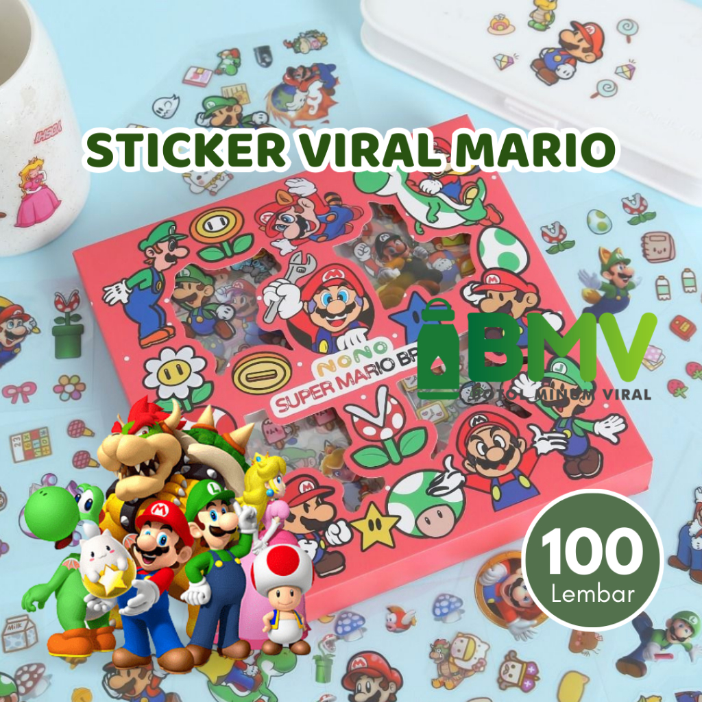 

Sticker Mario Bros Cutting Anti Air 1 Box Isi 100 pcs Stiker Viral